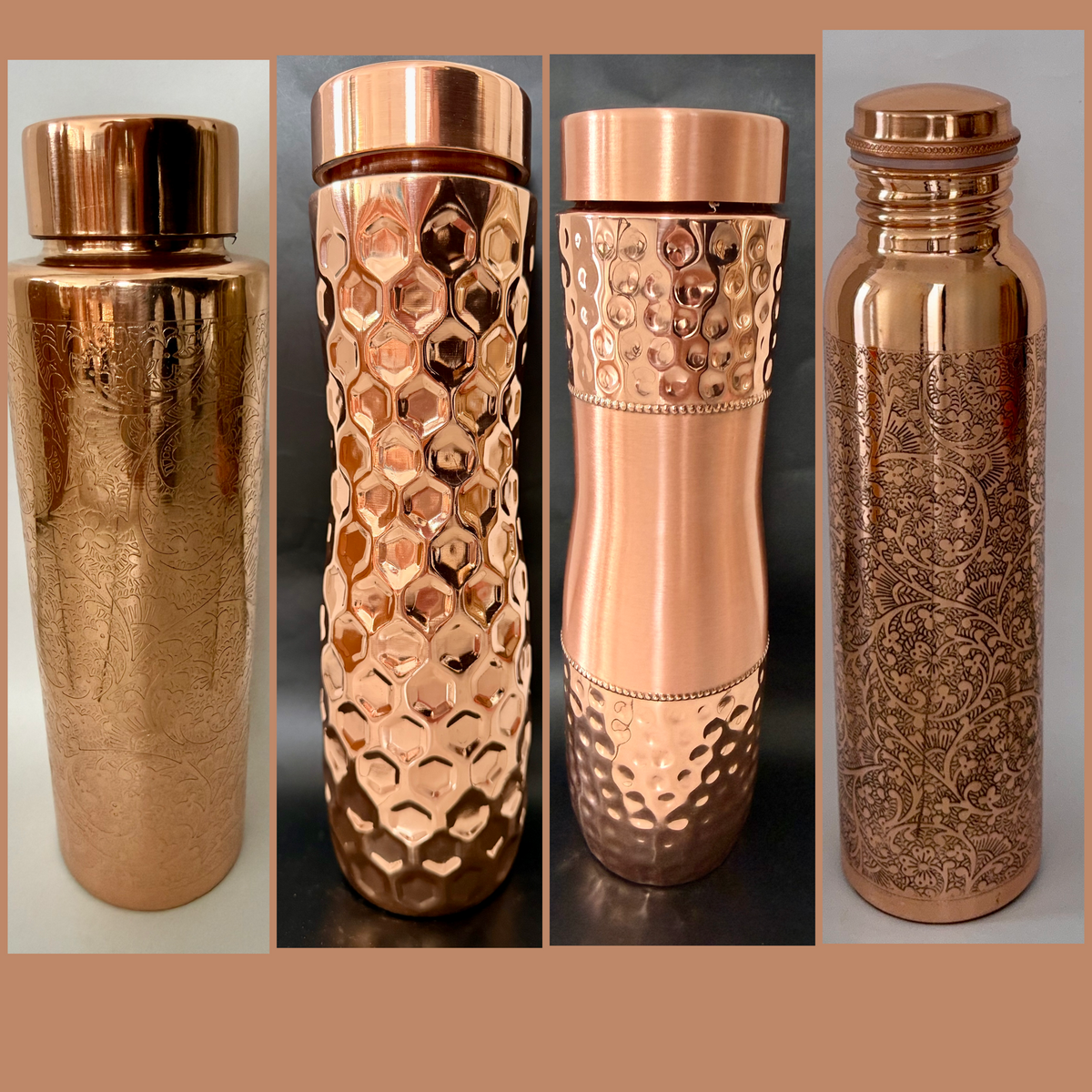 Kupferflaschen - verschiedene Modelle(100% Kupfer - handmade in Indien)